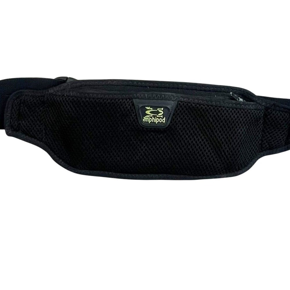 Amphipod Running Waist Pack | Black Adjustable Belt Zip Pocket Fitness Storage